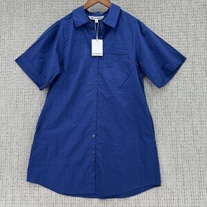 Walter Baker Myla Tunic Shirt Womens Size Small Navy Blue Button Down Pockets